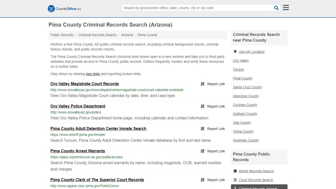 Criminal Records Search - Pima County, AZ (Arrests, Jails ...