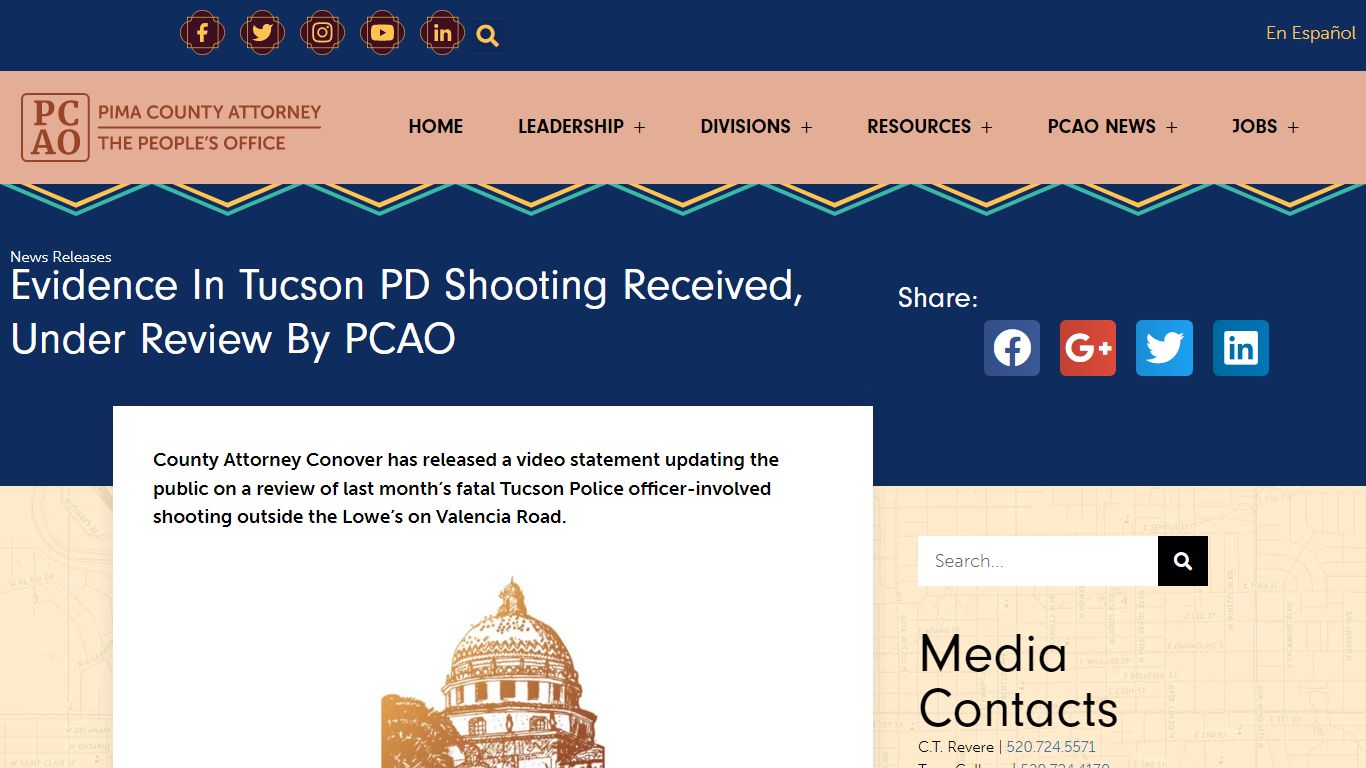 Evidence in Tucson PD Shooting Received ... - pcao.pima.gov